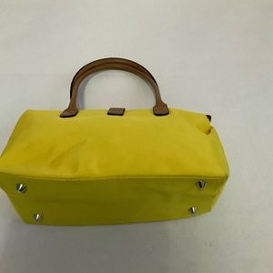 Yellow Satchel with Leather Trim